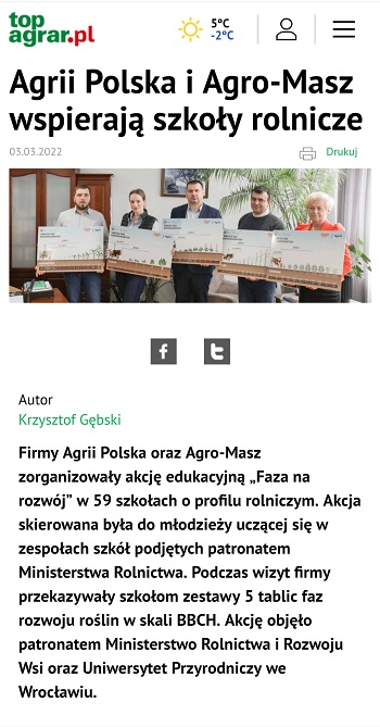 Akcja edukacyjna Agrii i AgroMasz Faza na Rozwój Top Agrar
