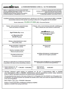Certyfikat ECO Agrii Polska