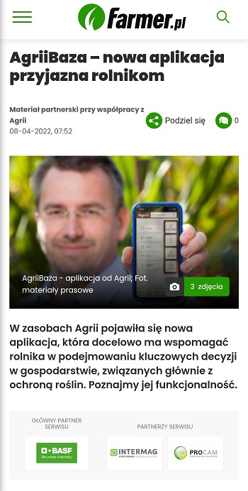 Agrii w Farmer, AgriiBaza nowa aplikacja przyjazna rolnikom