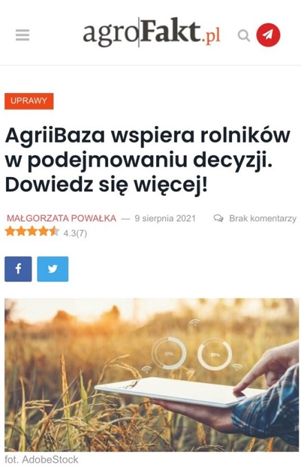 Agrofakt.pl - AGRIIBAZA WSPIERA ROLNIKÓW W PODEJMOWANIU DECYZJI 