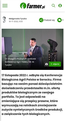 Konferencja Biologiczna Agrii Polska 2022 - farmer 