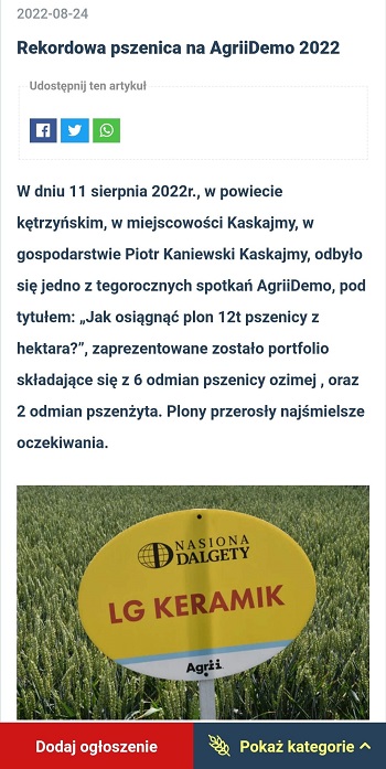 Rekordowa pszenica na AgriiDemo 2022