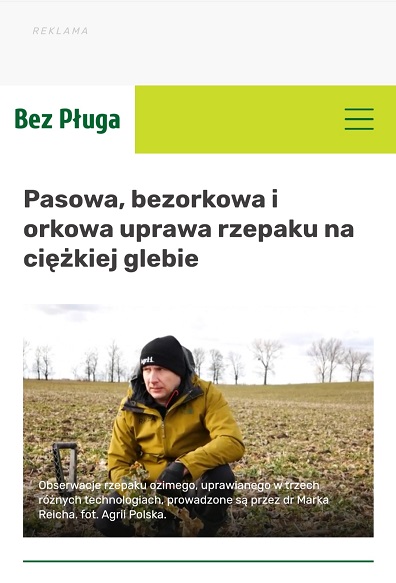 PASOWA, BEZORKOWA I ORKOWA UPRAWA RZEPAKU NA CIĘŻKIEJ GLEBIE