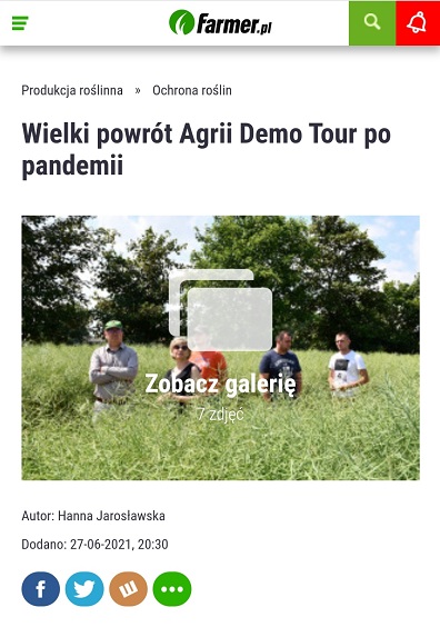 WIELKI POWRÓT AGRII DEMO TOUR PO PANDEMII 