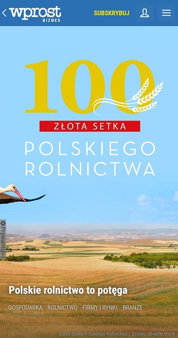 Agrii Złota Setka Polskiego Rolnictwa Wprost 